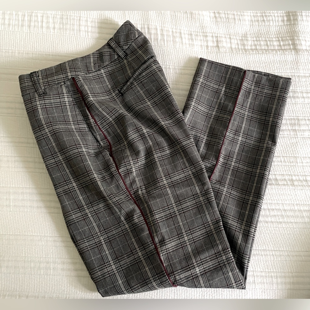 A&F Simone High Rise Ankle Flare Plaid Dress Pants - Picture 7 of 8
